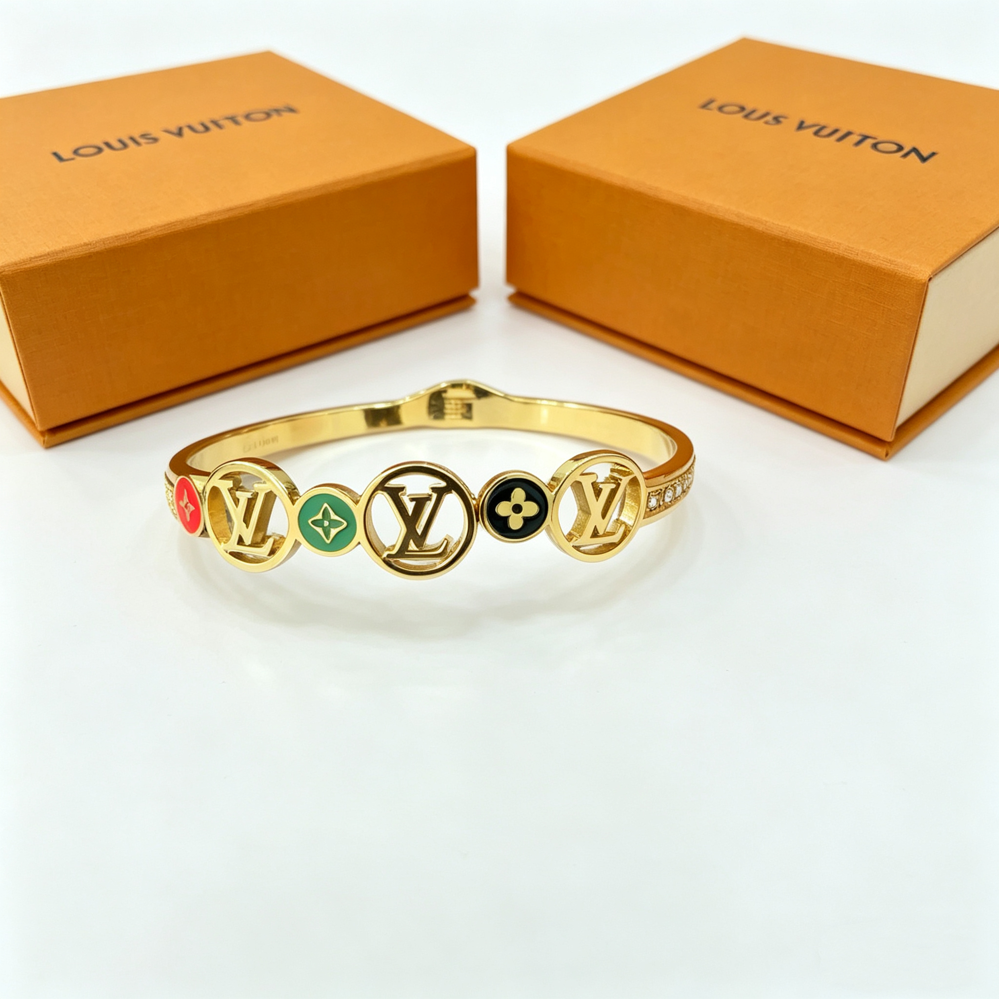 L—Single-layer Diamond-set Hollow Metal Bangle