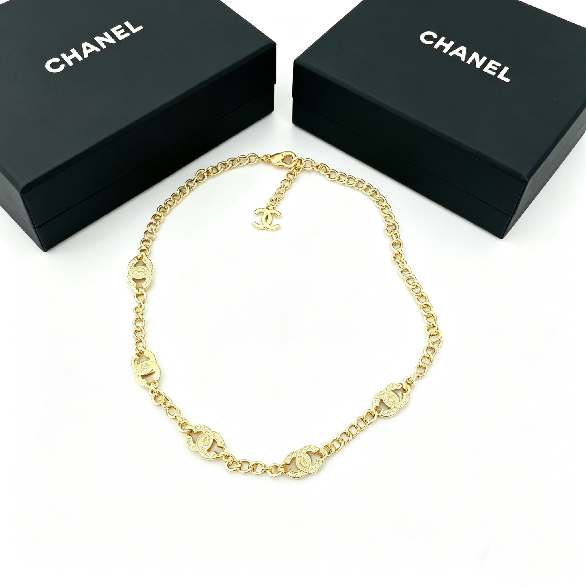 C—Metal Necklace with Diamond Inlay Style 4