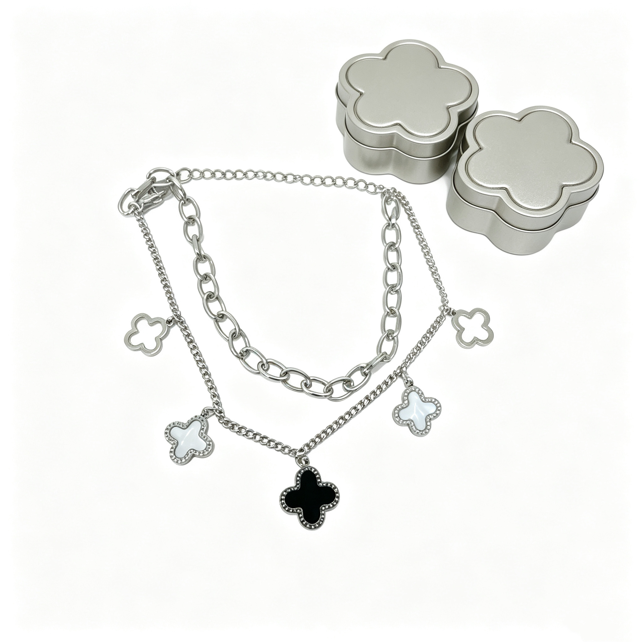 S — Double-layer Five-Flower Metal Bracelet