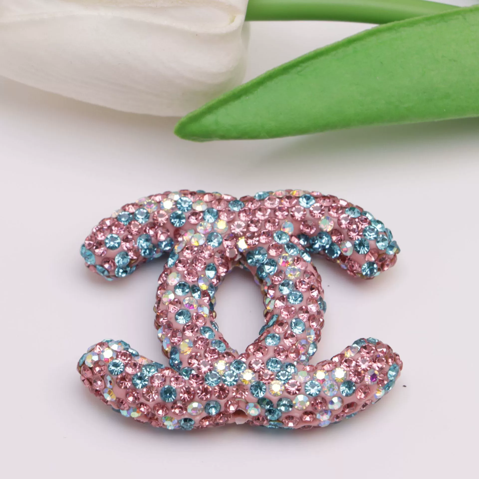 Large CC Ceramic Rhinestones charms with little box 48MM*40MM