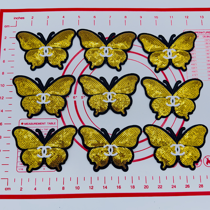 Mid(Iron-on) C-Double C Gold Butterfly Shape Patches