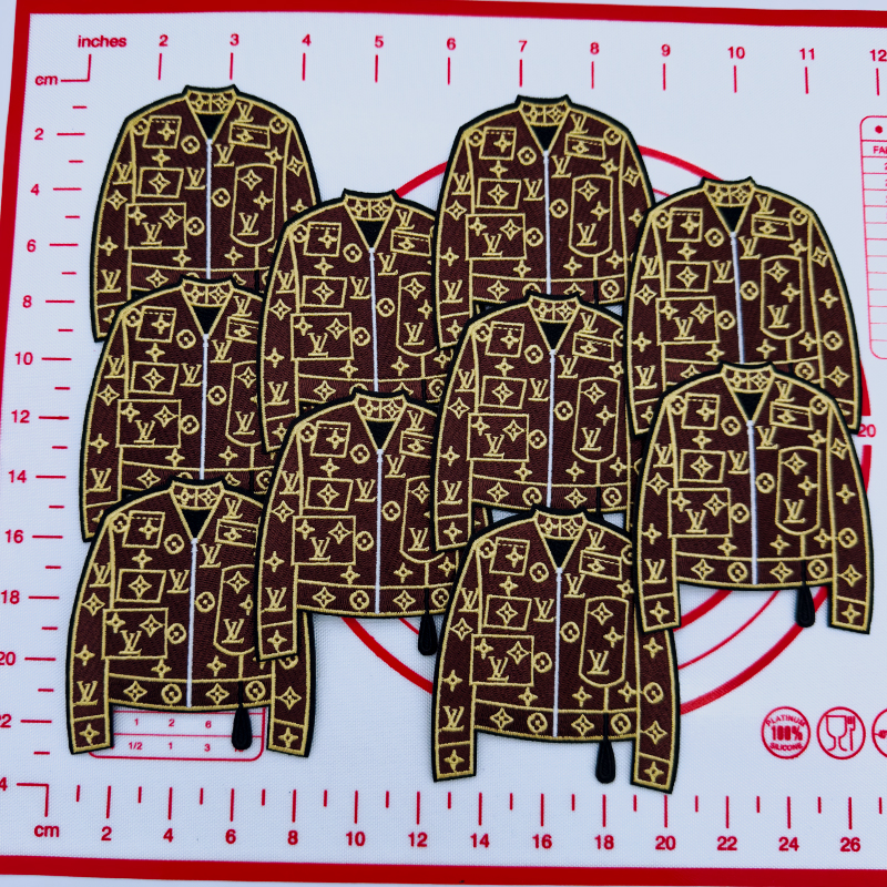 Mid(Iron-on) L-Coffee Jacket Shape Patches