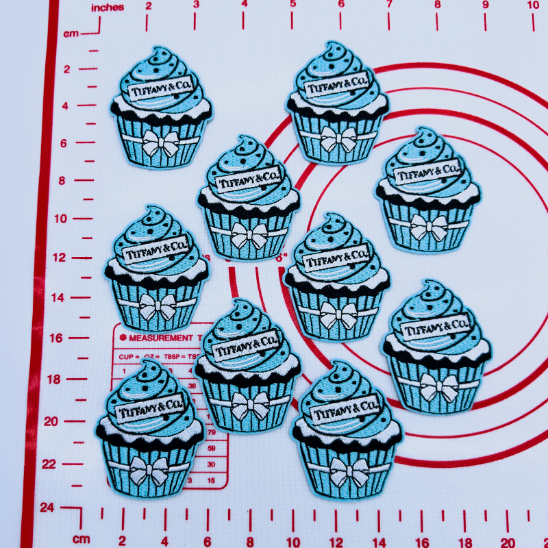 Mid(Iron-on) D- Blue Cake Shape Patches
