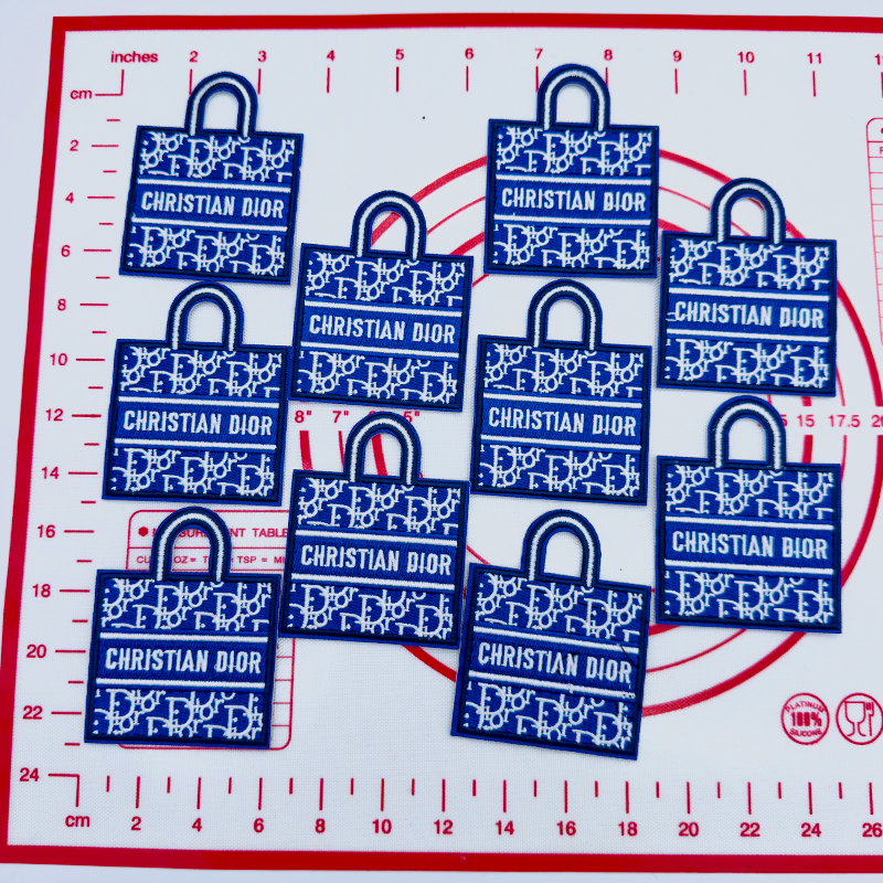 Mid(Iron-on) D-Blue Bag Shape Patches