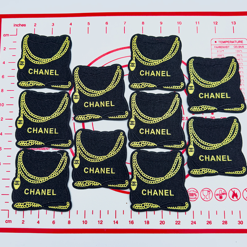 Mid(Iron-on) C-Black-Gold Bag Patches